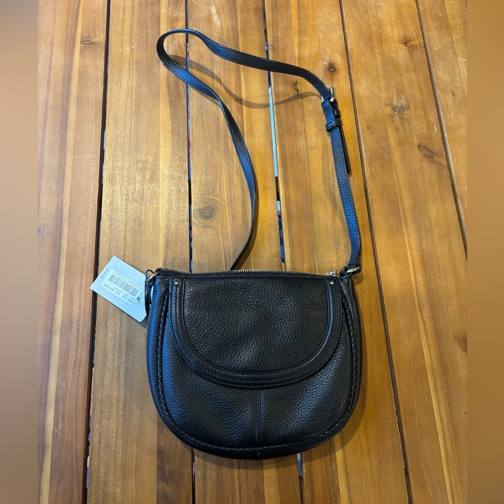 NWT Cole Haan Black Leather Braided Crossbody Bag